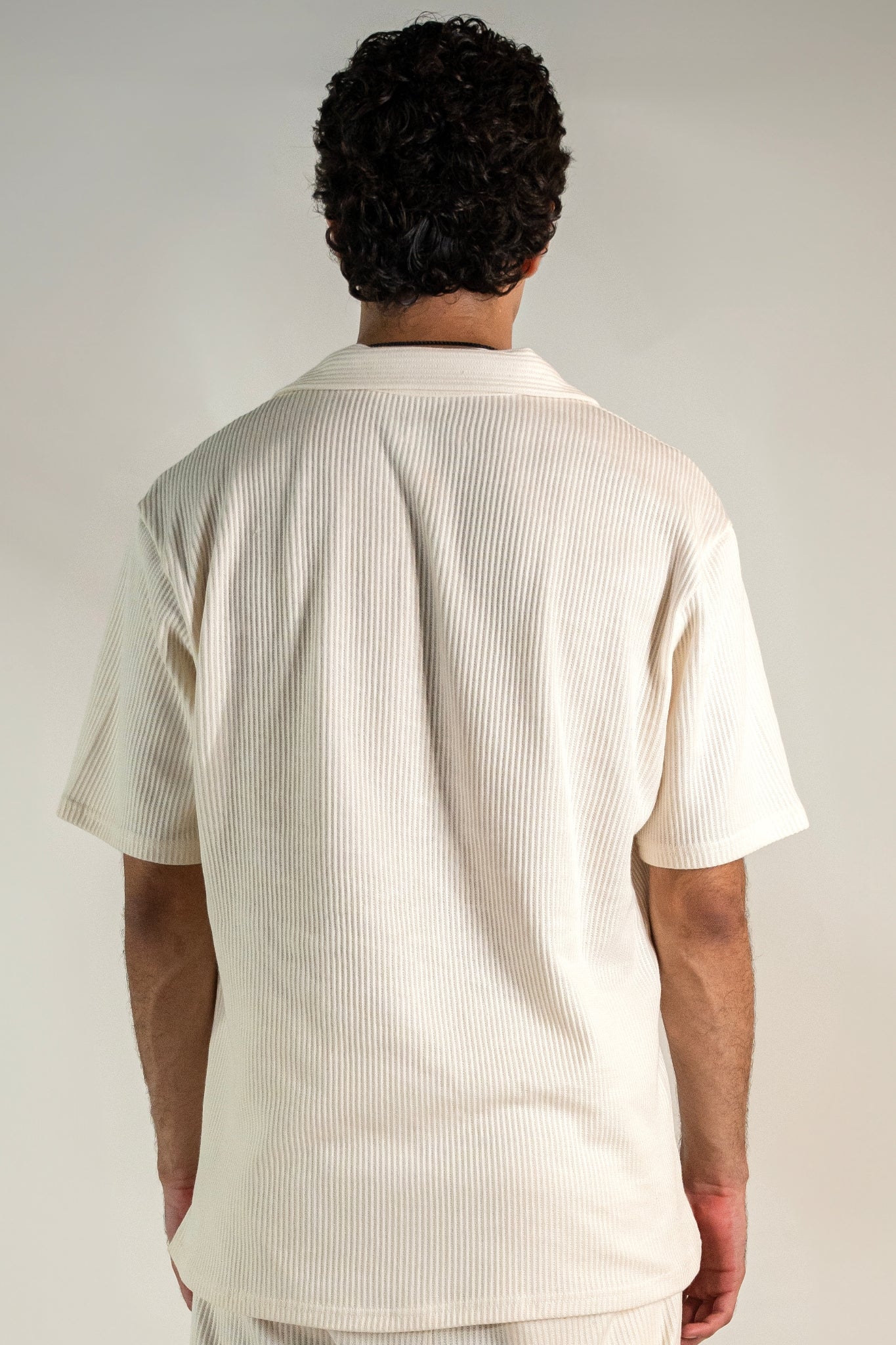 Pearl White Knitted Cuban Shirt