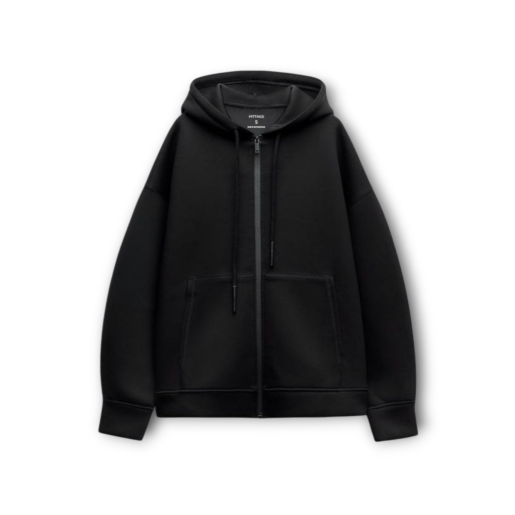 FITTAGE MIDWEIGHT UNISEX BLACK ZIPPER HOODIE