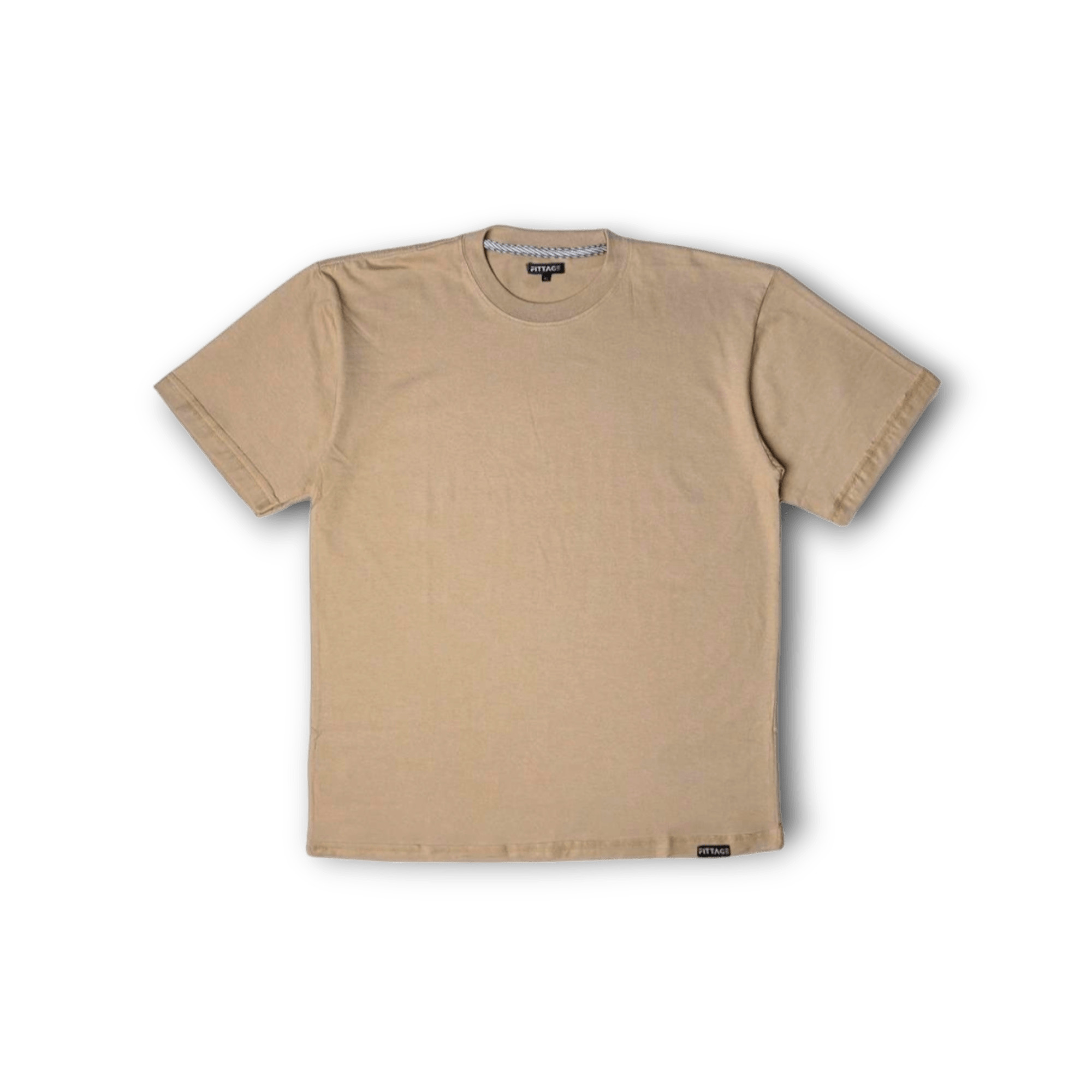 BEIGE PLAIN REGULAR FIT TEE