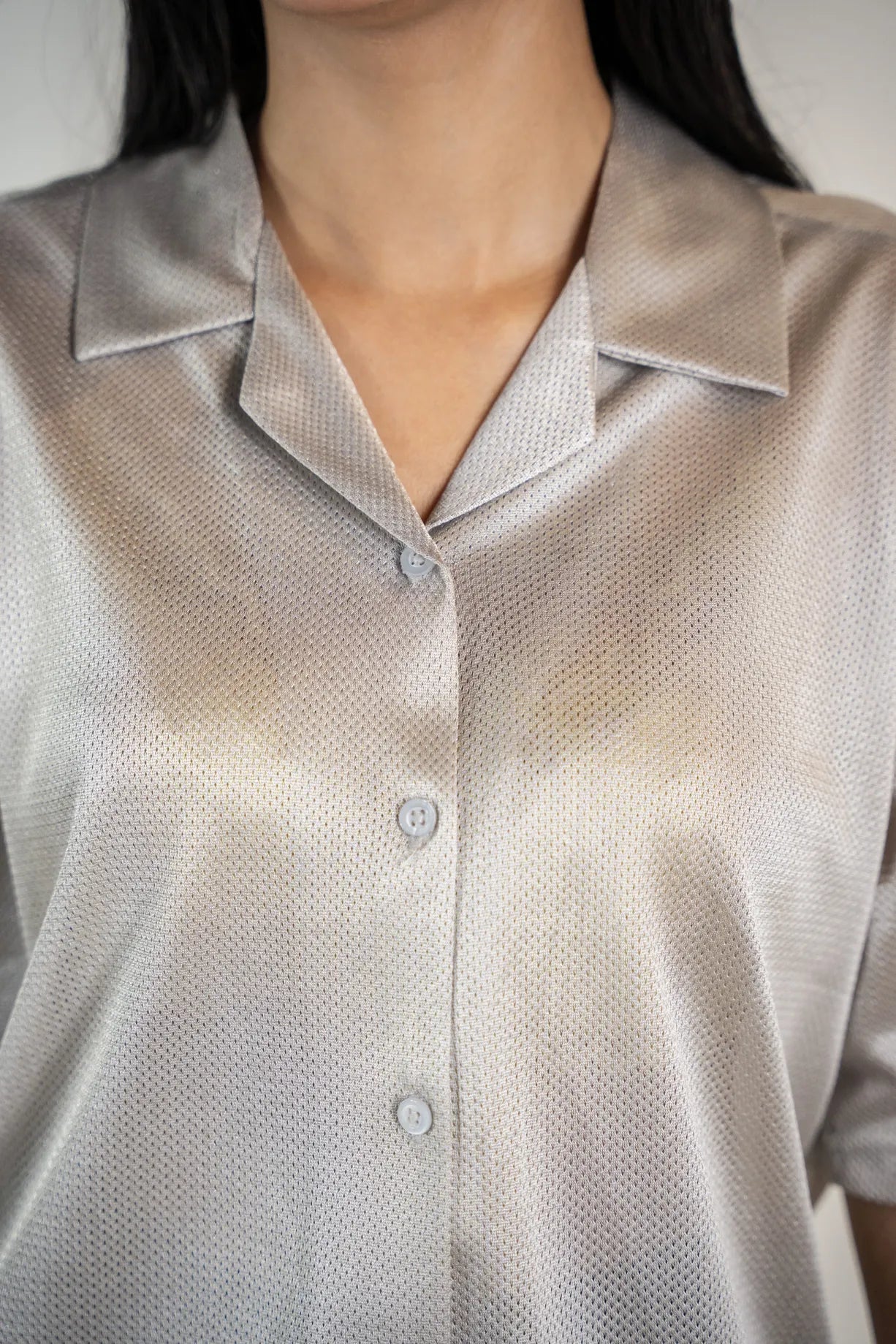 Silky Mesh Relax Fit Cuban Collar Shirt - Grey
