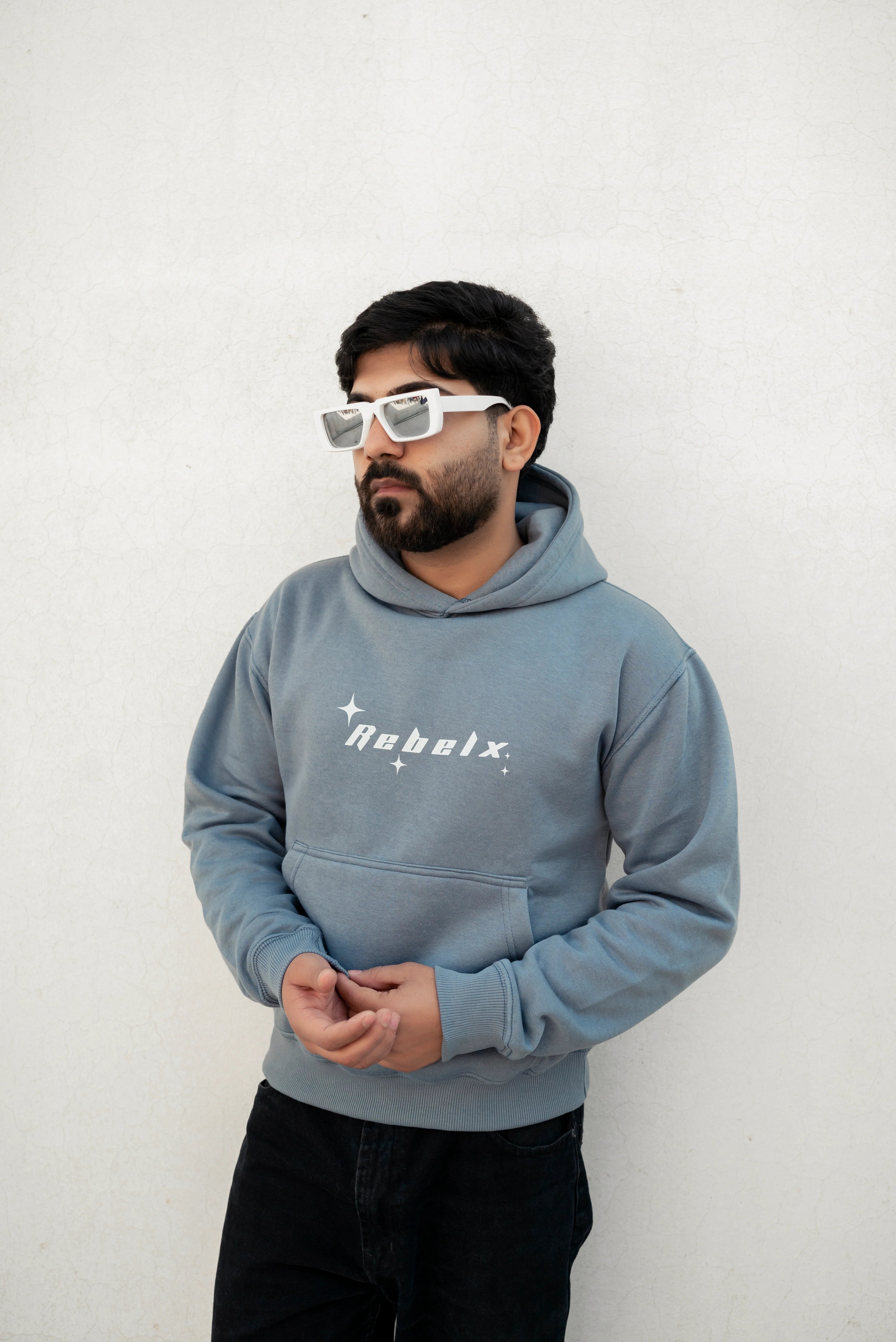 CLOUDY BLUE PRINTED HOODIE