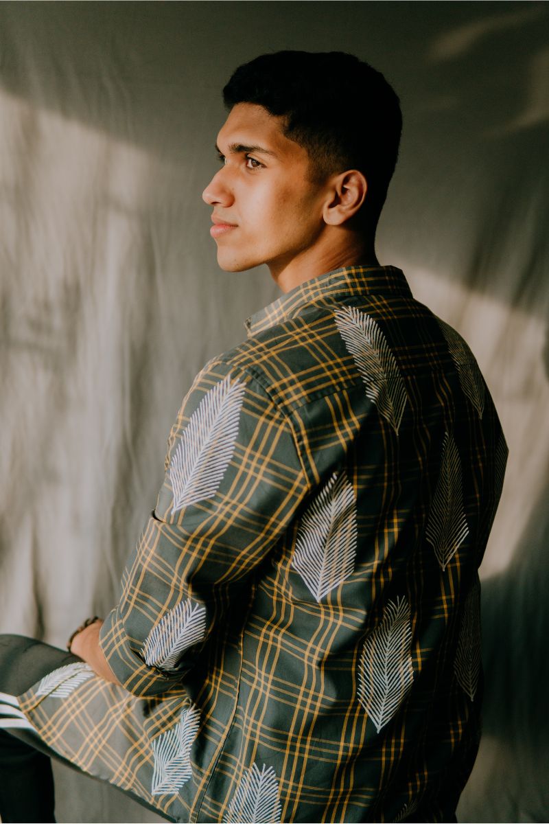 Checkered Shirt with Block Printing