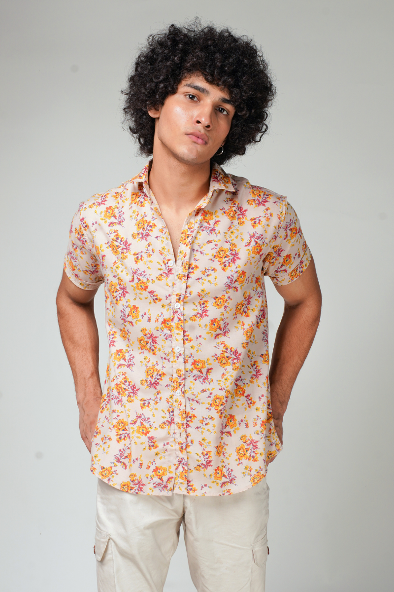 Beige Floral Shirt