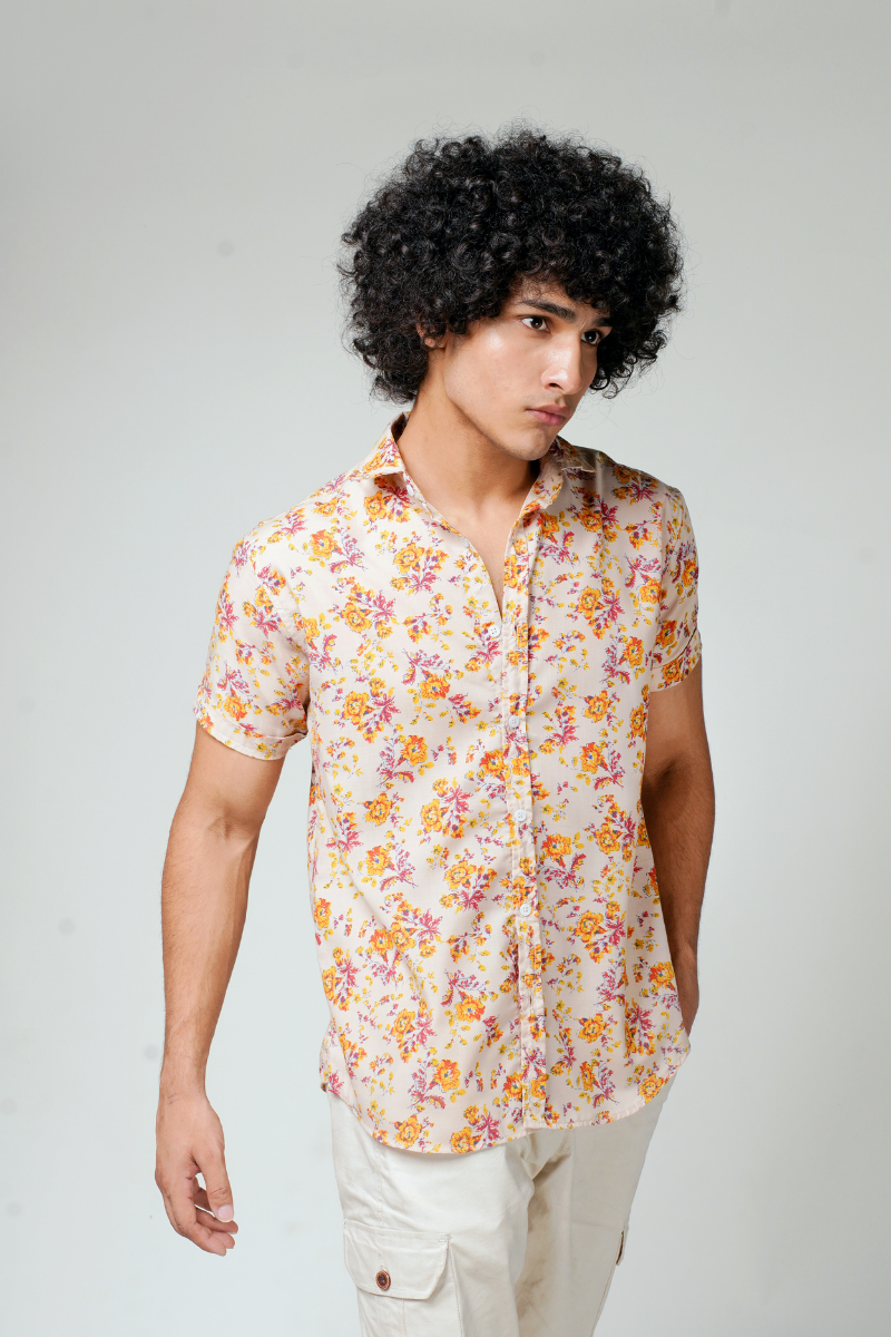 Beige Floral Shirt