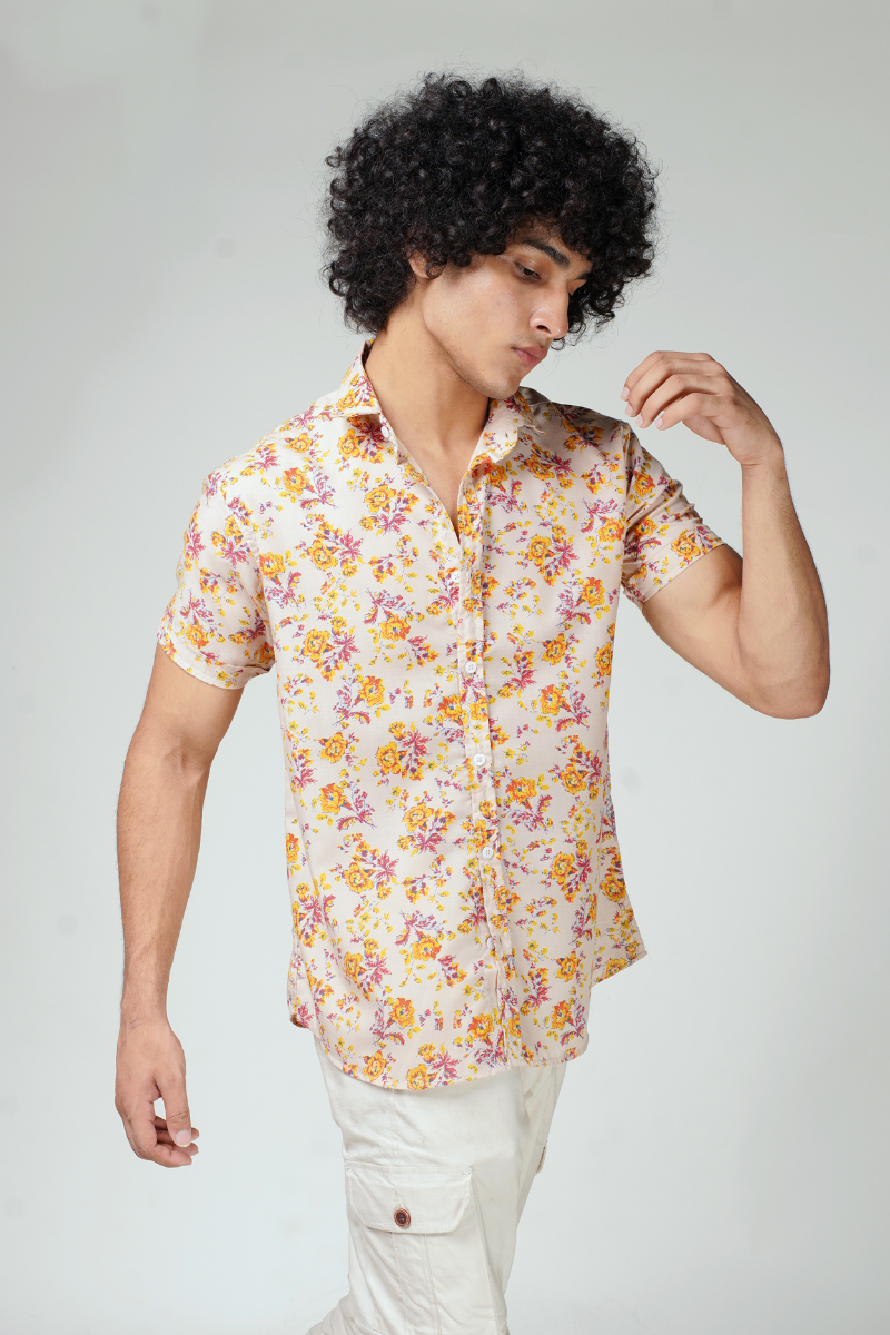 Beige Floral Shirt