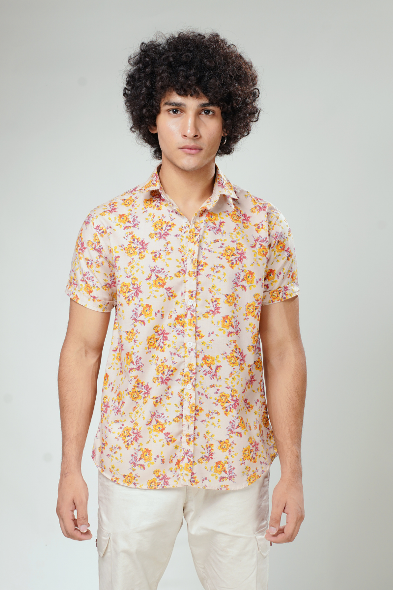 Beige Floral Shirt