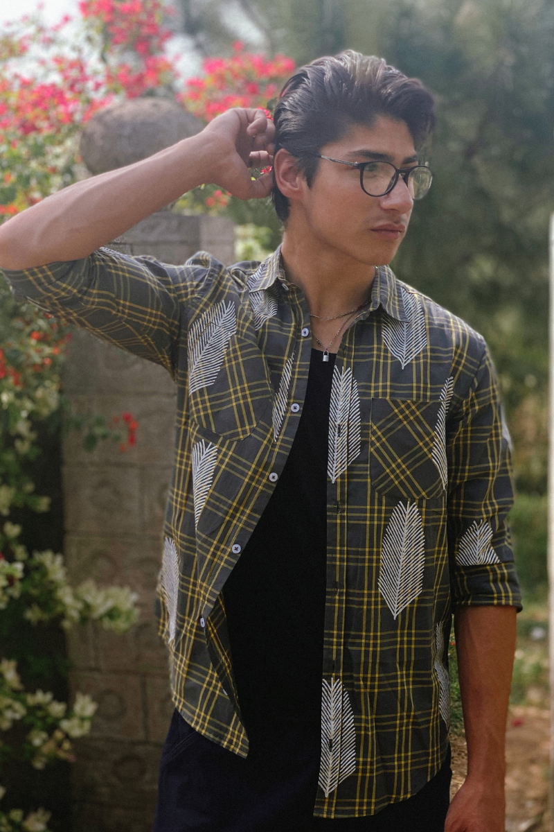 Checkered Shirt with Block Printing