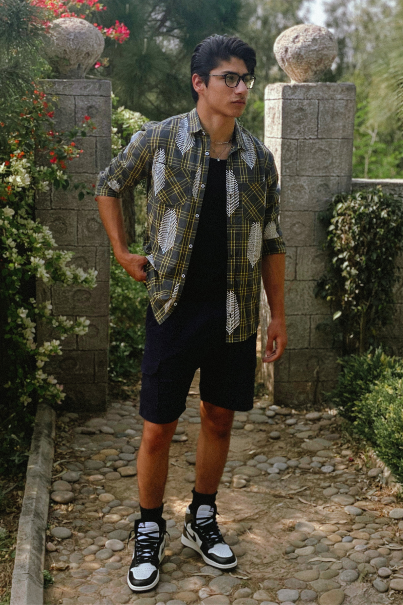 Checkered Shirt with Block Printing