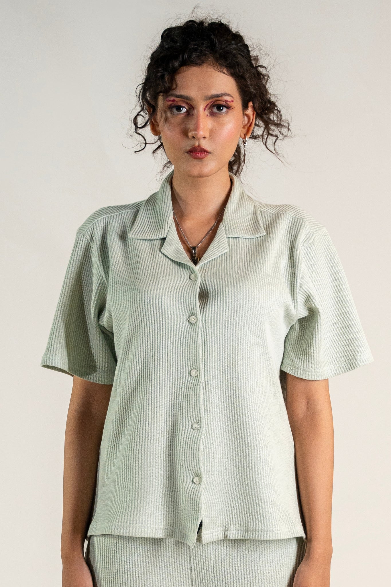 Mint Green Knitted Cuban Shirt