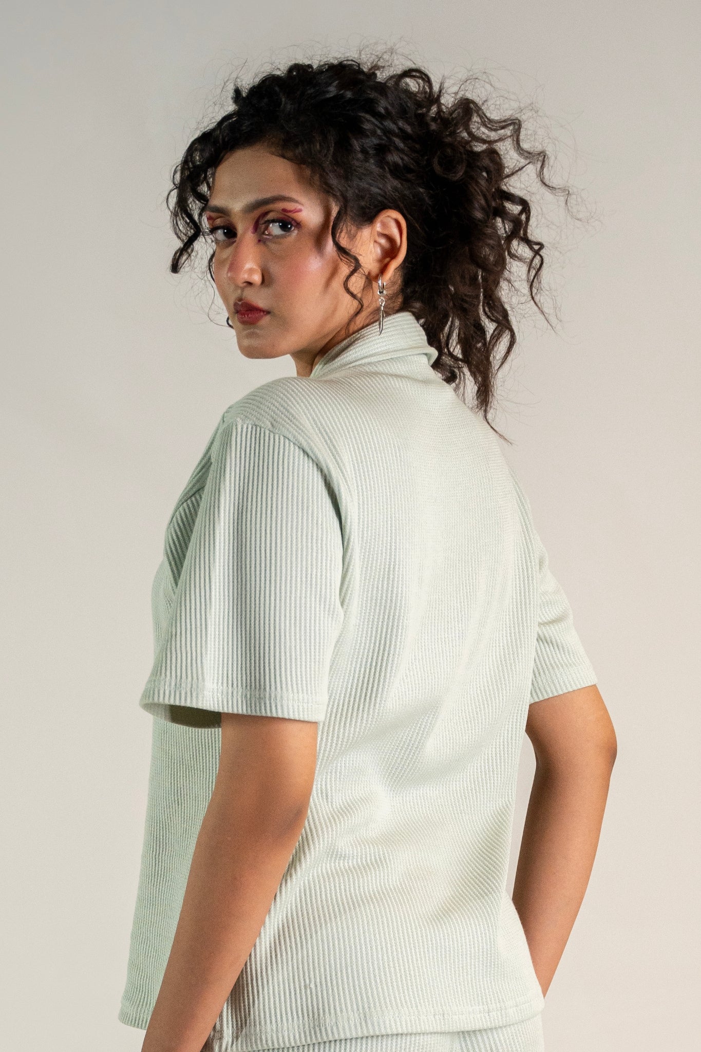 Mint Green Knitted Cuban Shirt