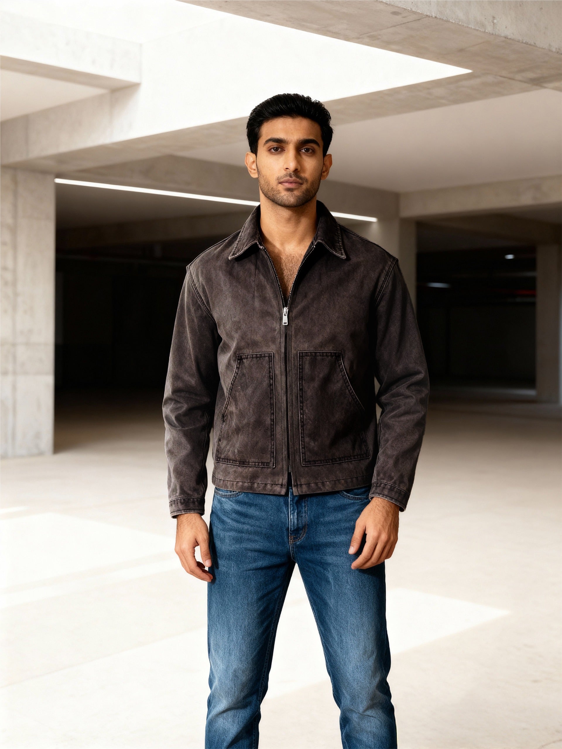 Concrete Grey Denim-Boxy Fit