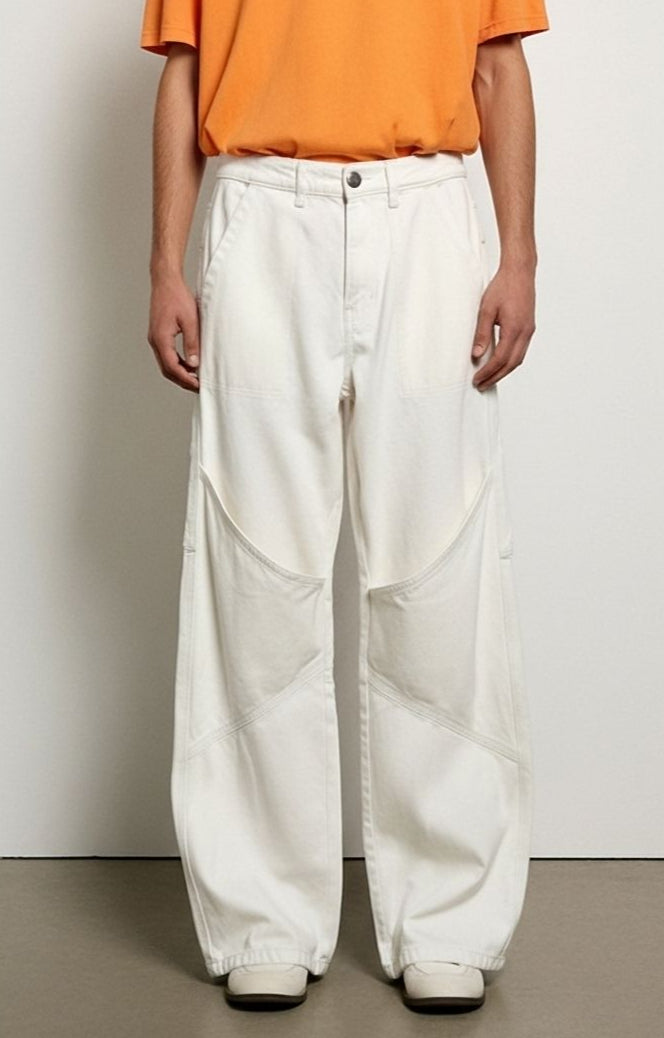 Beige Patchline Jeans