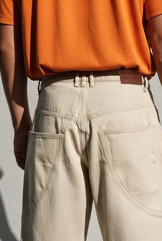 Beige Patchline Jeans