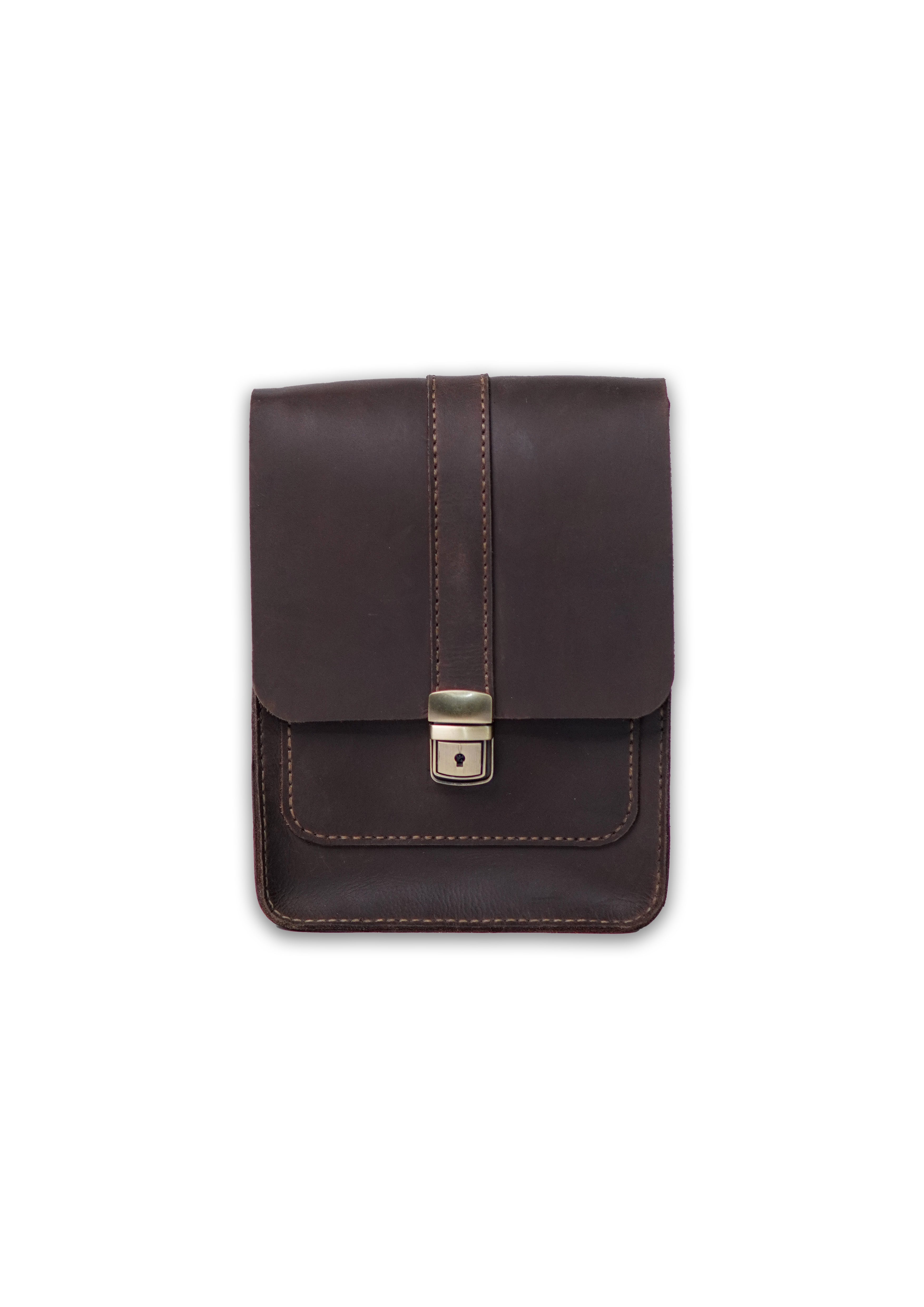 Vasila Leather Handmade Crossbody Bag - Chocolate Brown