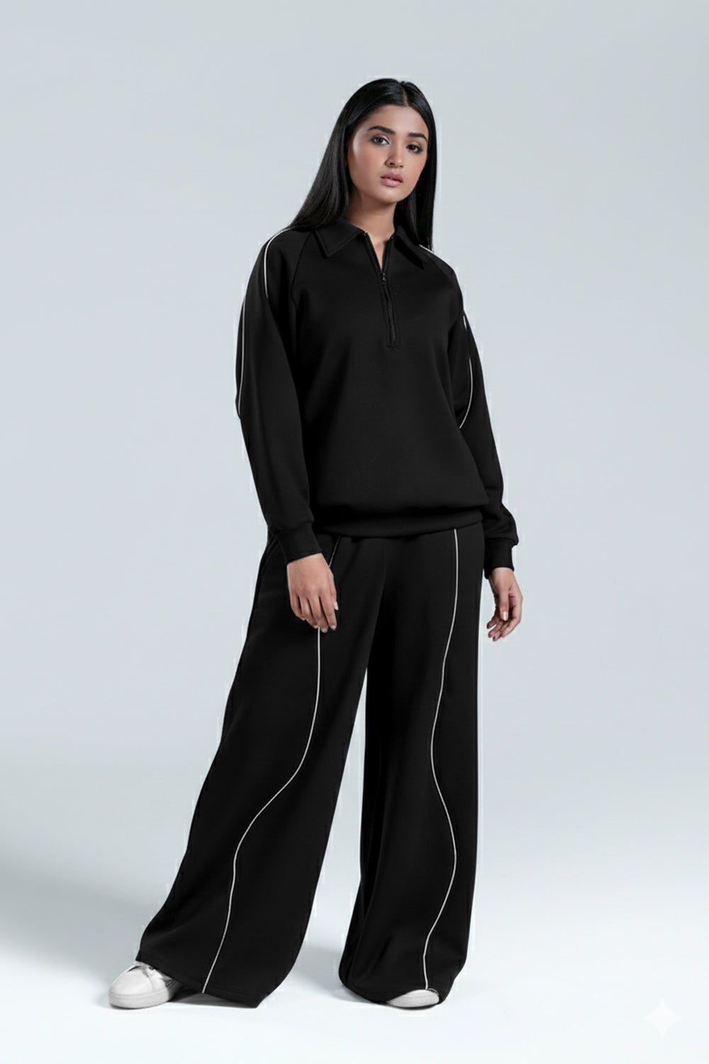 Piped Up Black Half-Zip