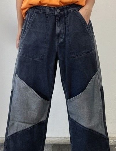 Beige Patchline Jeans