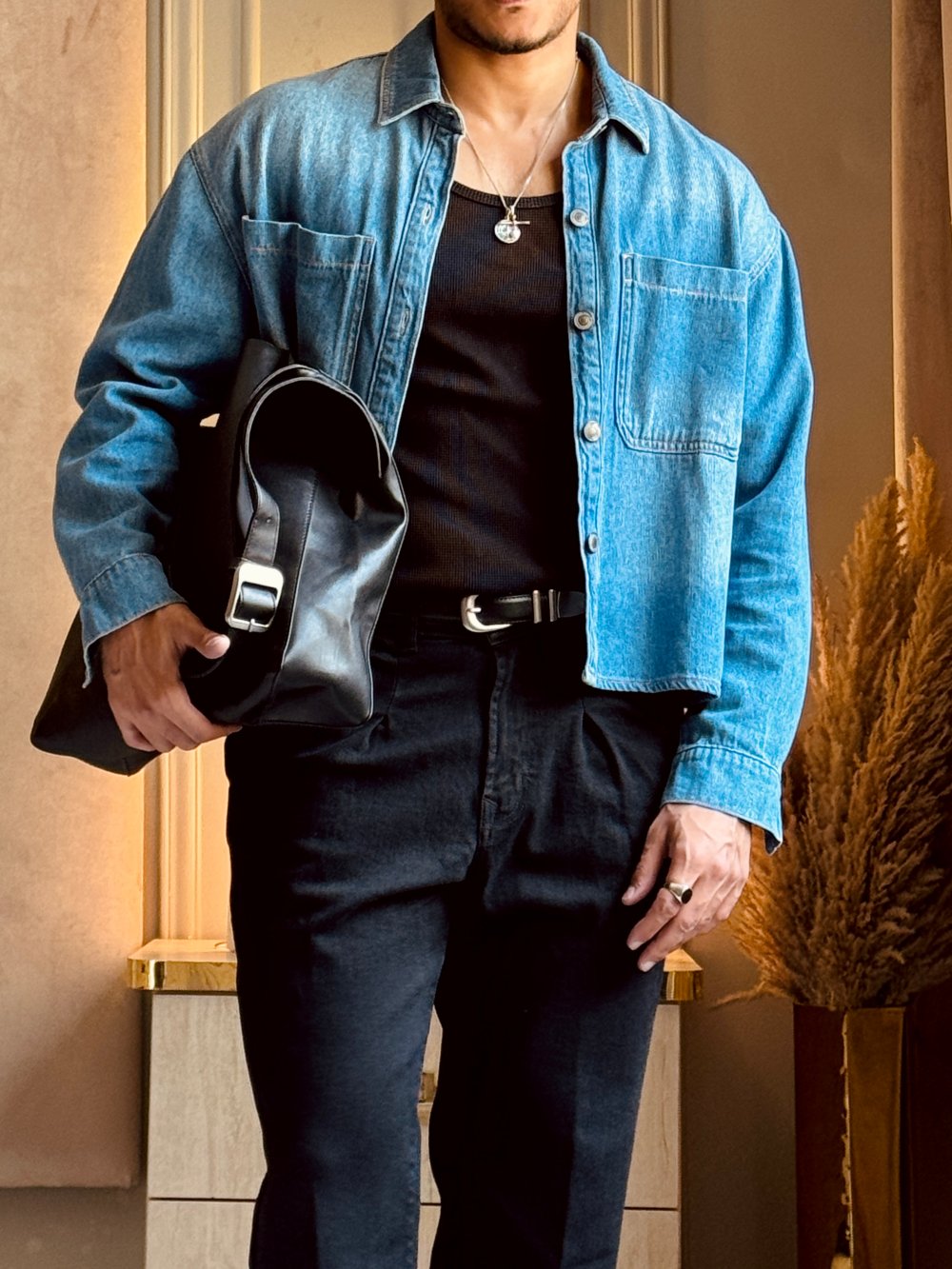 Black Urban Pleat Relaxed Jeans