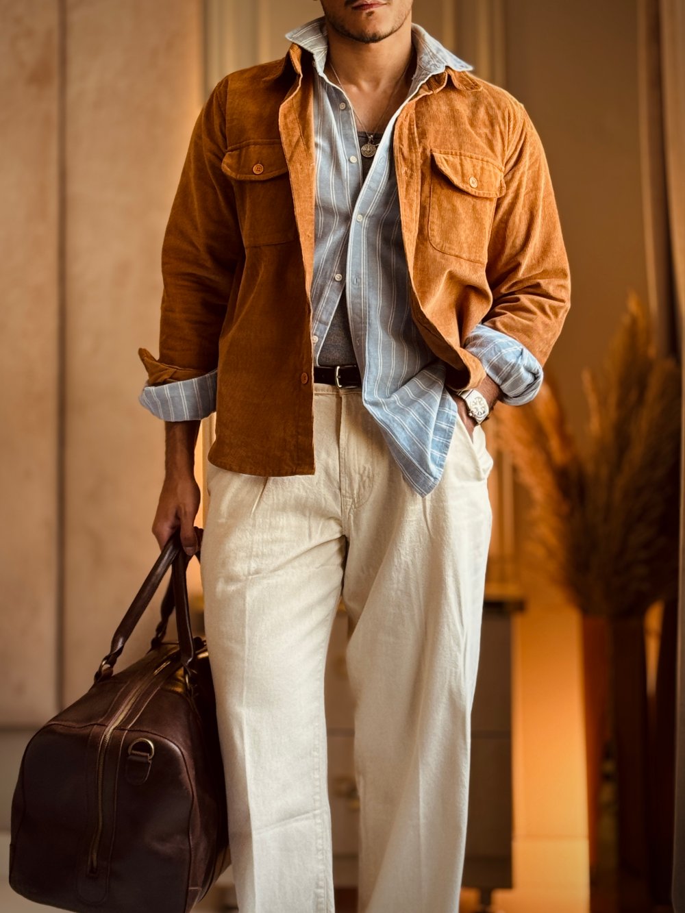 Beige Urban Pleat Relaxed Jeans