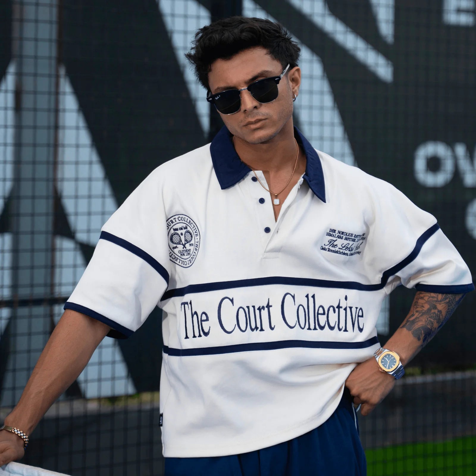 Match Point & Off White Oversized Boxy Polo - Unisex