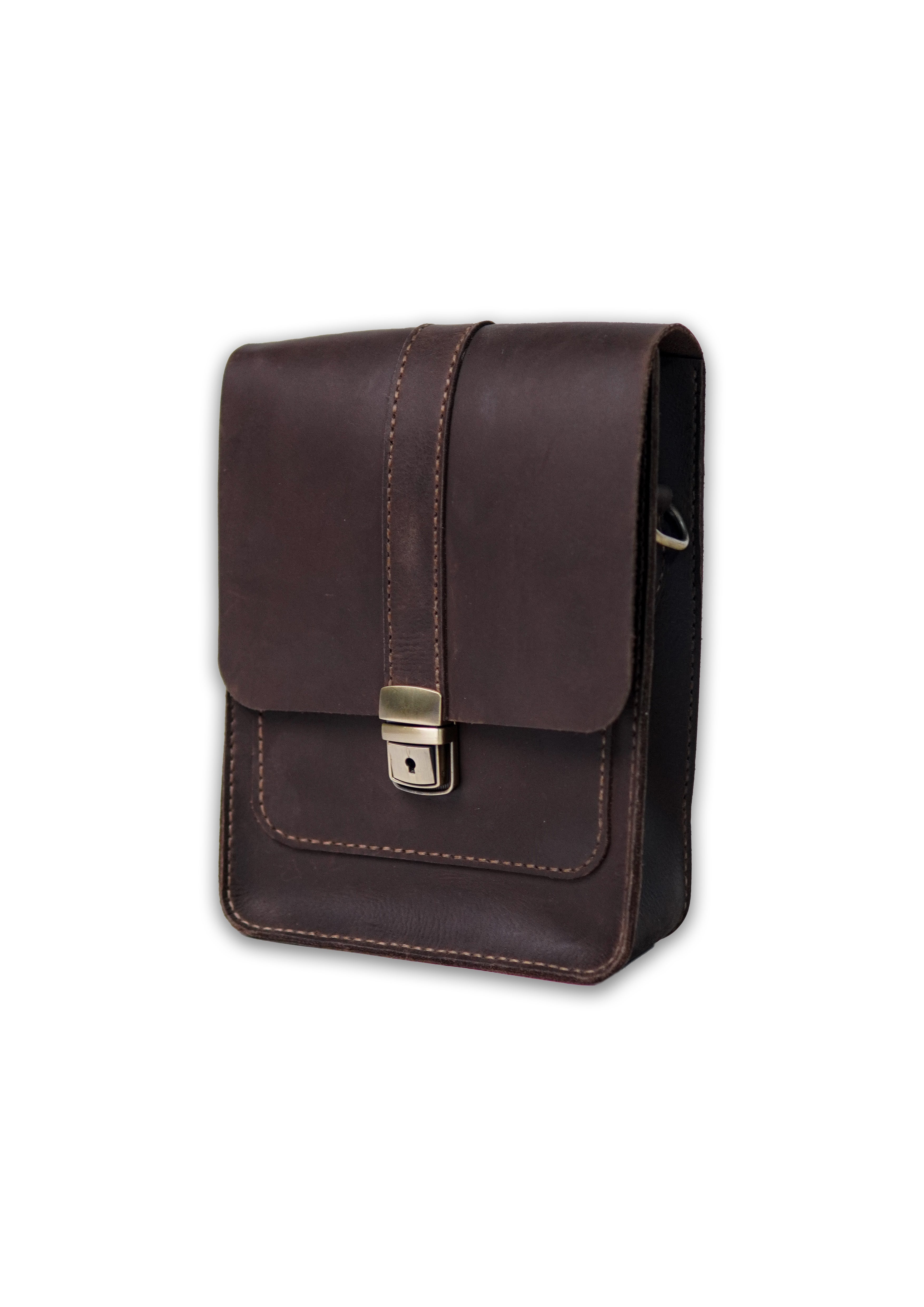 Vasila Leather Handmade Crossbody Bag - Chocolate Brown