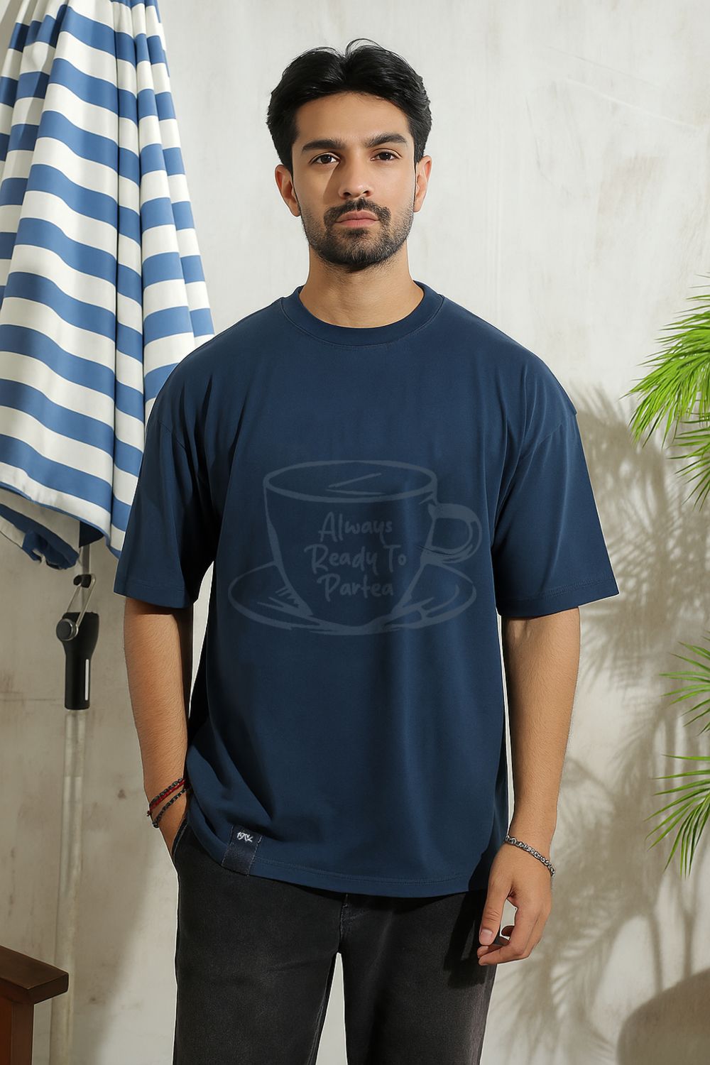 Graphic Blue Drop Shoulder T-shirt